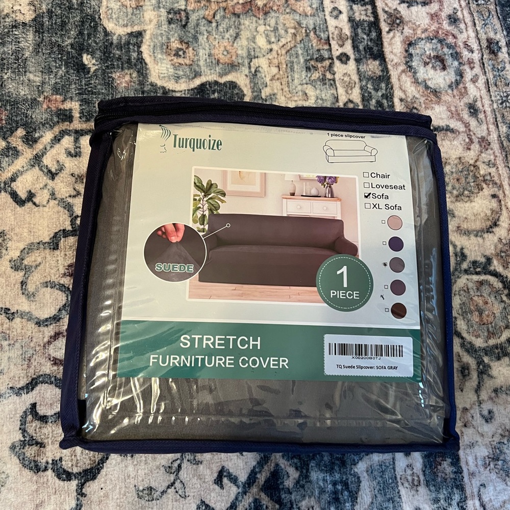 Turquoize stretch furniture cover
Suede slipcover:sofa gray